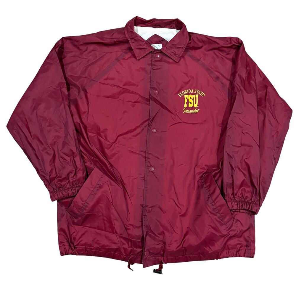 Vintage Florida State Seminoles Snap Button Red Windbreaker Jacket FSU Large